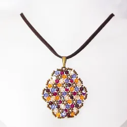 Pendant 65cm - Malvina Oval-Chocolate Suedine - Pendant 65cm - Laiton bronze